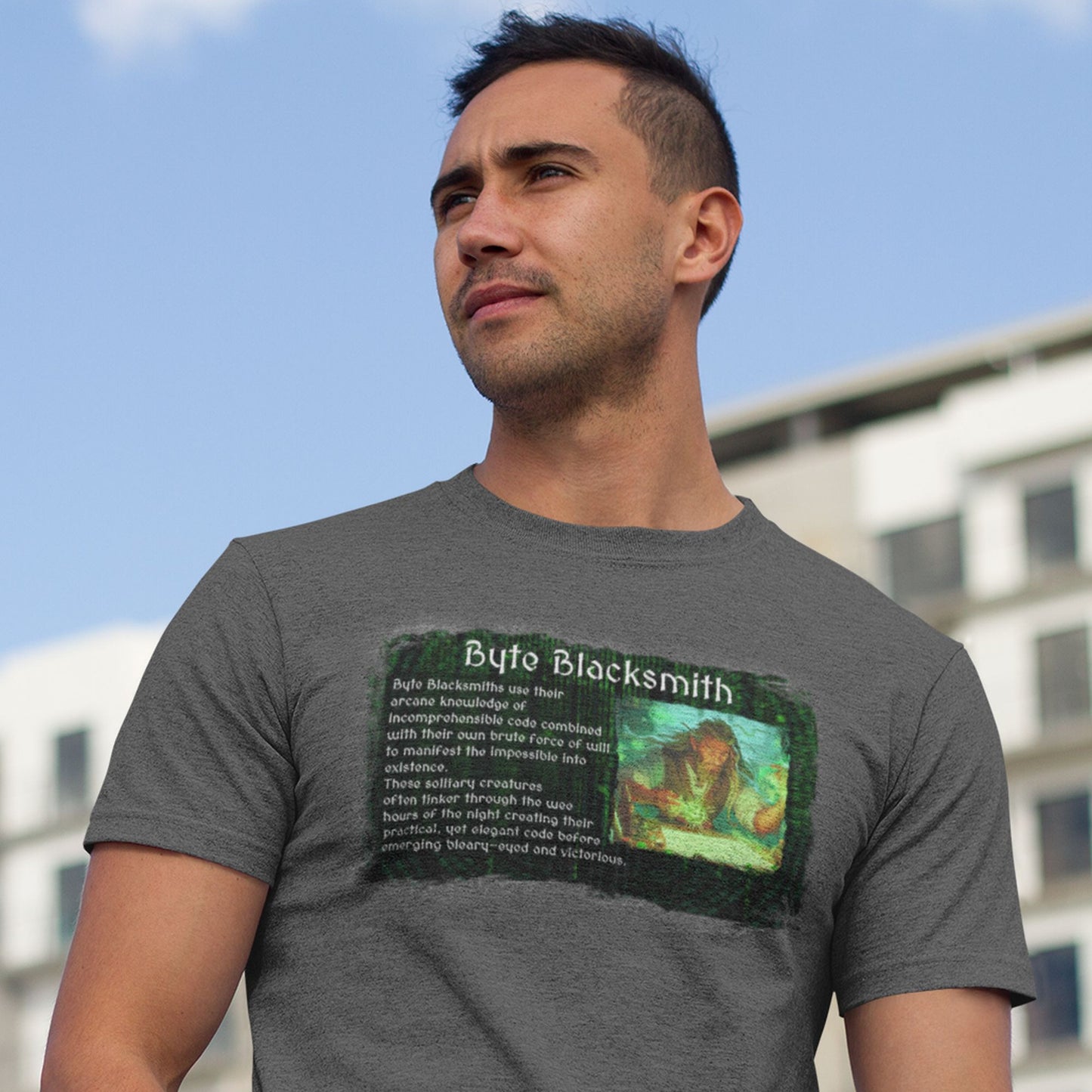 RPG Developer: Byte Blacksmith Male Character Unisex T Shirt